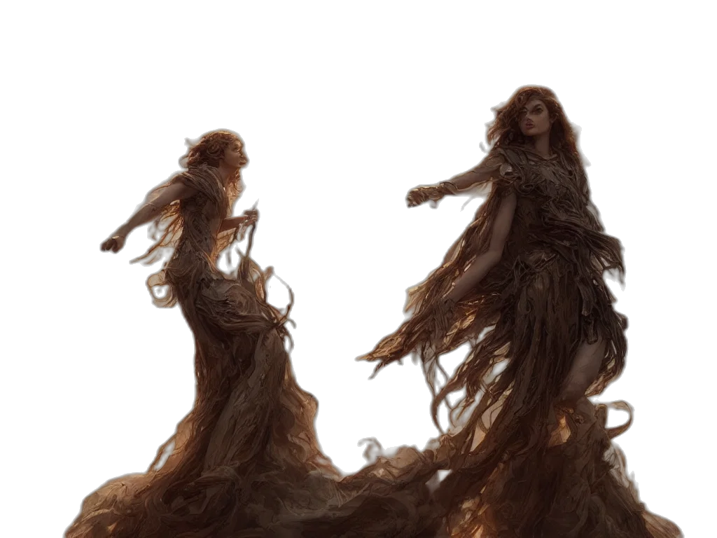 hair, dress, creature, concept art, fantasy art, comic book art, photorealistic, fog transparent PNG cut-out