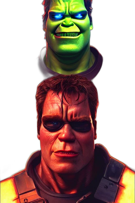 face, mask, 3d render, concept art, comic book art, photorealistic, outer space, green transparent PNG cut-out