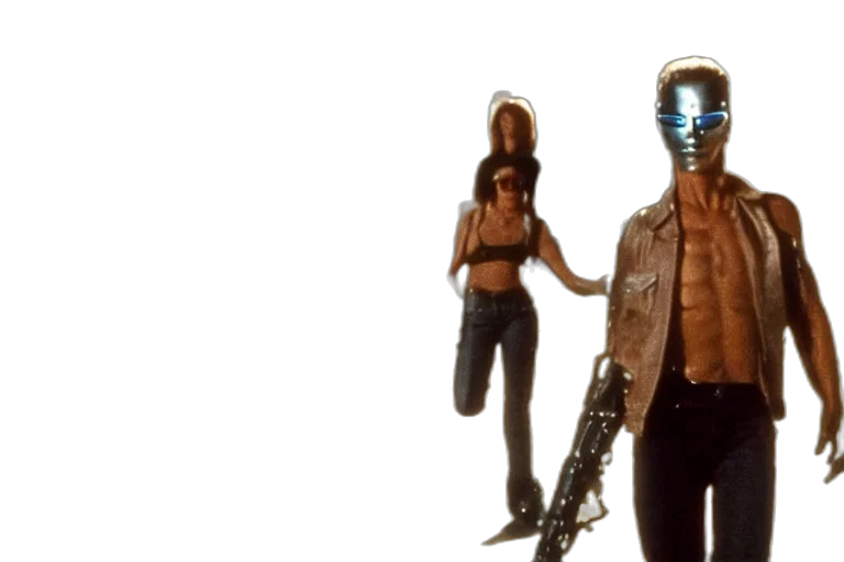 robot, cyberpunk, vaporwave, outer space, fire, still, frame, movie transparent PNG cut-out