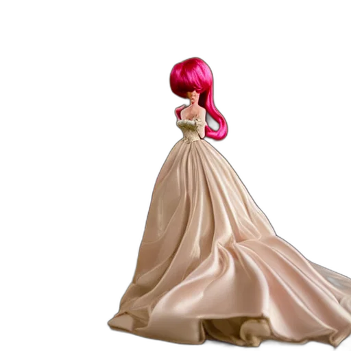 dress, hair, crown, 3d render transparent PNG cut-out