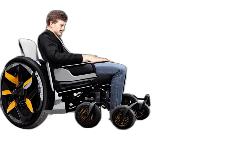 car, robot, weapon, concept art, 3d render, electric, wheelchair, designed transparent PNG cut-out
