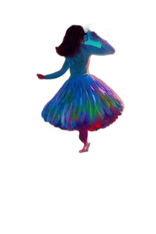 dress, hair, creature, umbrella, 3d render, concept art, pixel art, vaporwave transparent PNG cut-out