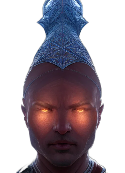 face, mask, crown, staff, concept art, fantasy art, 3d render, photorealistic transparent PNG cut-out