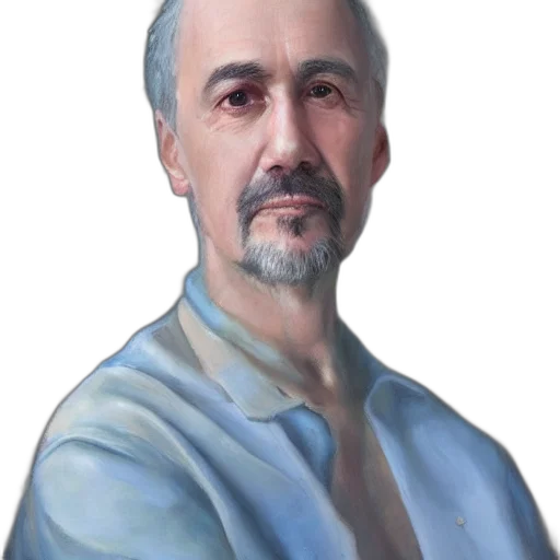 face, staff, robot, jacket, oil painting, photorealistic, concept art, cartoon transparent PNG cut-out