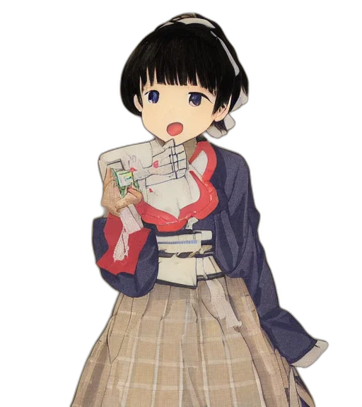 dress, jacket, staff, weapon transparent PNG cut-out