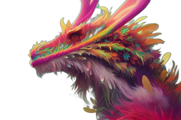 dragon, creature, mask, animal, fantasy art, concept art, photorealistic, 3d render transparent PNG cut-out