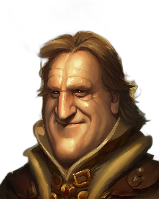 face, staff, jacket, fantasy art, concept art, photorealistic, 3d render, golden transparent PNG cut-out