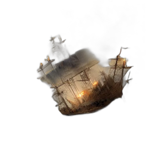 weapon, concept art, fantasy art, photorealistic, 3d render, fog, underwater, pirate transparent PNG cut-out