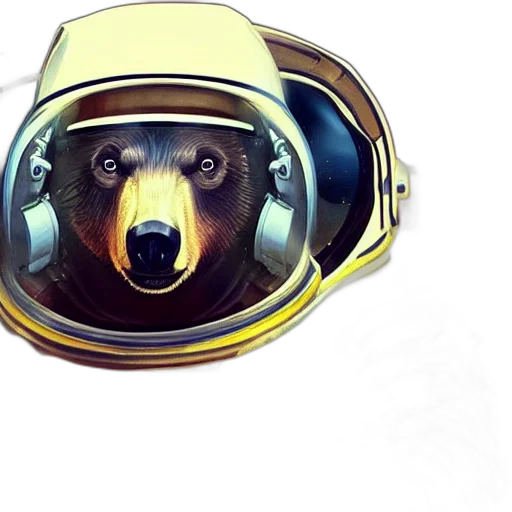 mask, animal, concept art, photorealistic, 3d render, fantasy art, outer space, bear transparent PNG cut-out