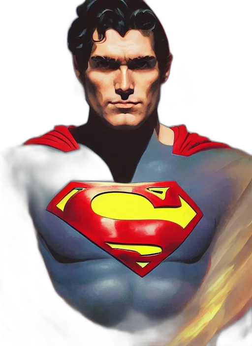 face, comic book art, photorealistic, concept art, fantasy art, symmetry, portrait, superman transparent PNG cut-out