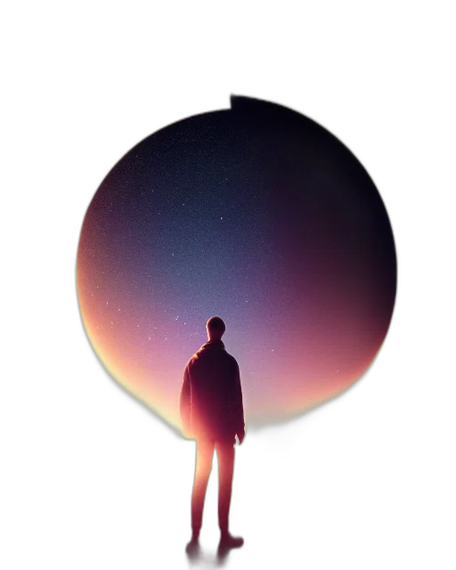 jacket, staff, umbrella, robot, concept art, 3d render, pixel art, vaporwave transparent PNG cut-out