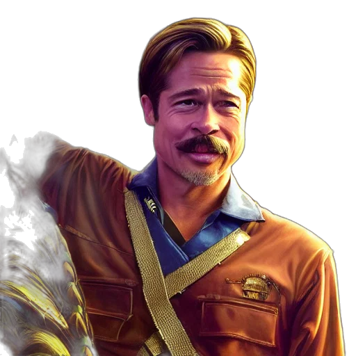 staff, face, jacket, comic book art, concept art, photorealistic, fantasy art, golden transparent PNG cut-out