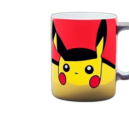 3d render, photorealistic, pixel art, pikachu, mug, advertising, photography transparent PNG cut-out