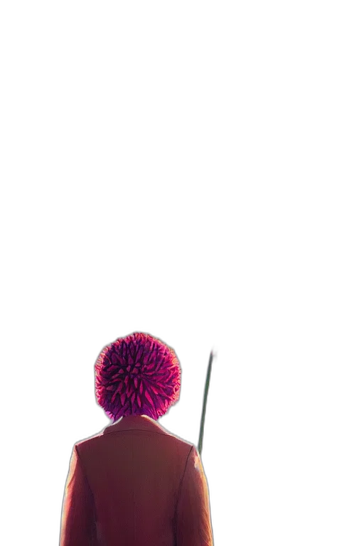 staff, umbrella, hat, hair, 3d render, photorealistic, concept art, vaporwave transparent PNG cut-out