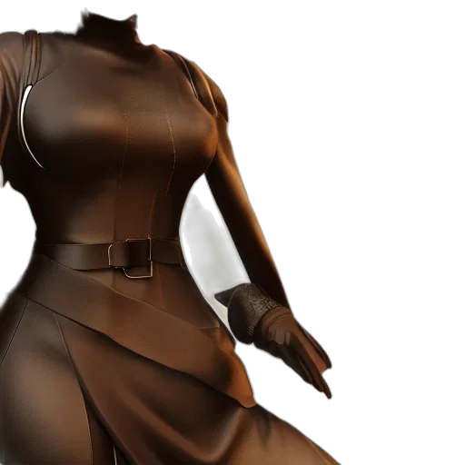dress, jacket, 3d render, concept art, photorealistic, fantasy art, earth tones, dark transparent PNG cut-out