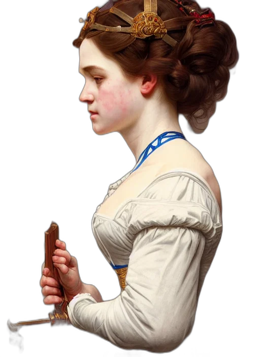 dress, face, staff, jewelry, oil painting, photorealistic, concept art, fantasy art transparent PNG cut-out