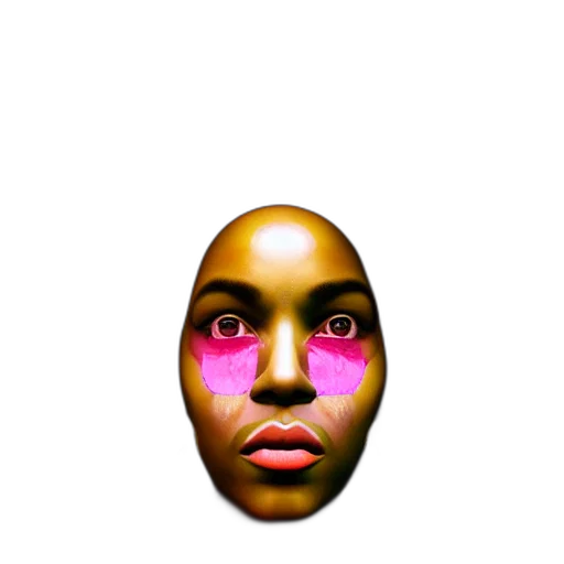 face, mask, creature, jewelry, vaporwave, concept art, 3d render, photorealistic transparent PNG cut-out