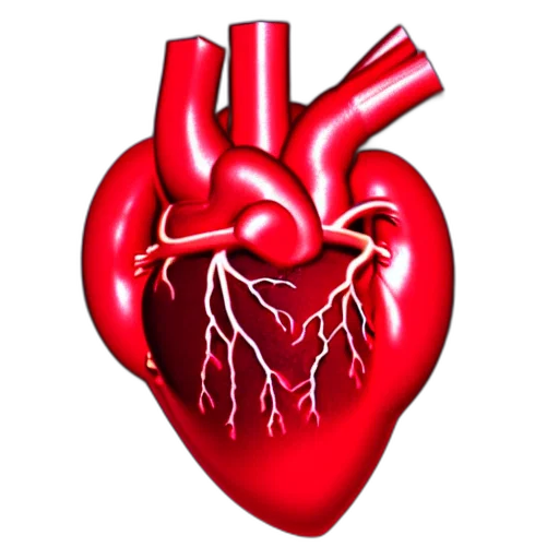 close, anatomical, model, human, heart, made, transparent, red transparent PNG cut-out