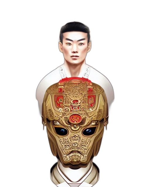 mask, face, robot, concept art, 3d render, photorealistic, pixel art, portrait transparent PNG cut-out