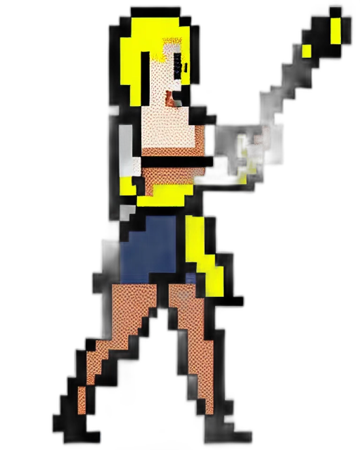 weapon, staff, dress, sword, pixel art, cartoon, anime, cyberpunk transparent PNG cut-out