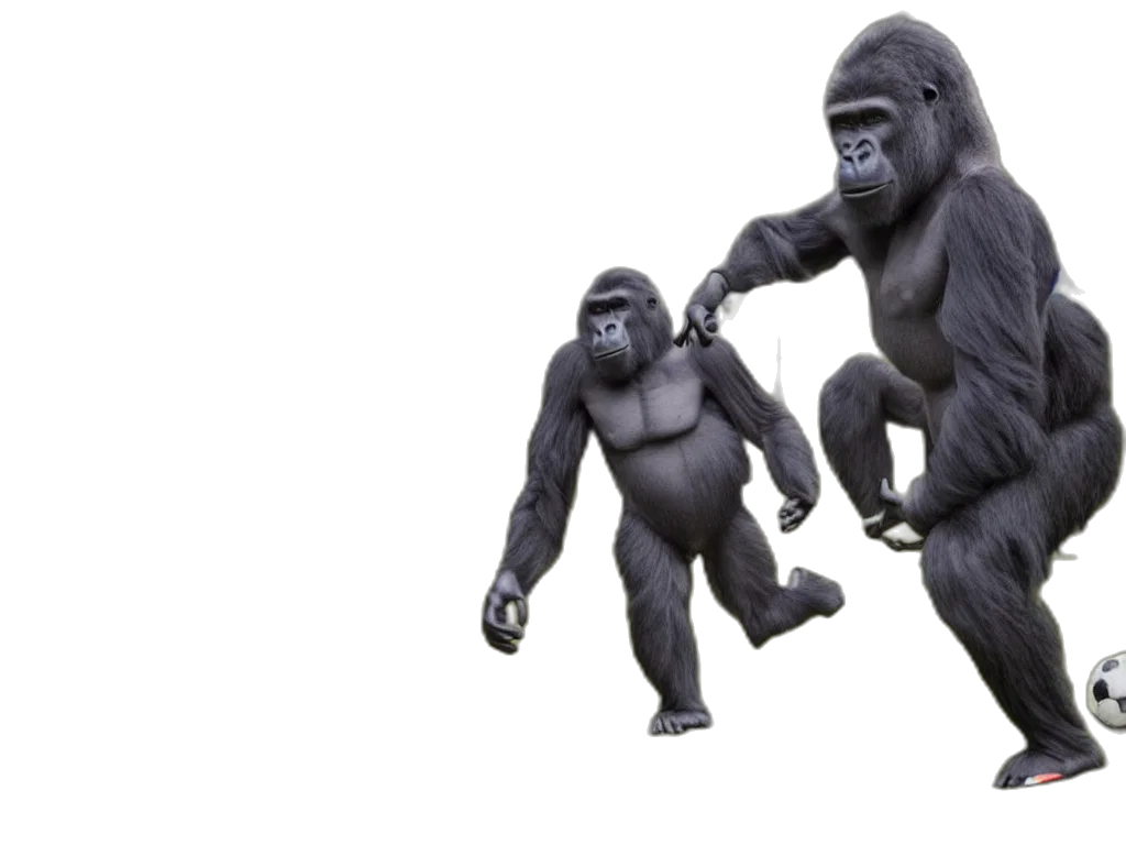 animal, concept art, 3d render, photorealistic, gorilla, headset, playing, soccer transparent PNG cut-out