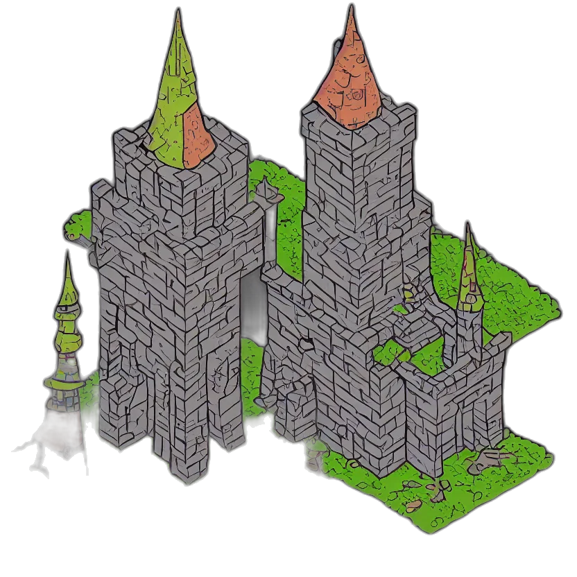 building, crown, 3d render, pixel art, concept art, fantasy art, isometric, view transparent PNG cut-out