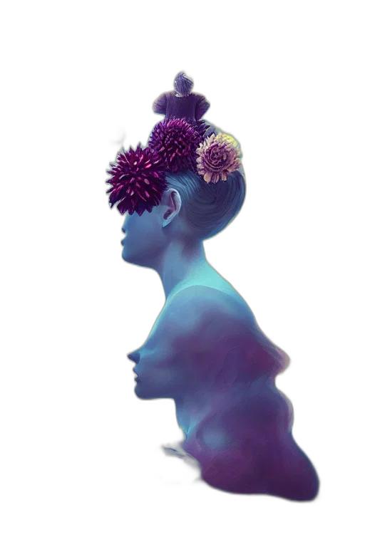 crown, flower, jewelry, hair, 3d render, photorealistic, concept art, fantasy art transparent PNG cut-out