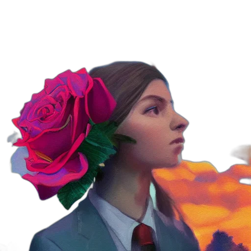 crown, face, flower, hat, concept art, vaporwave, fantasy art, photorealistic transparent PNG cut-out
