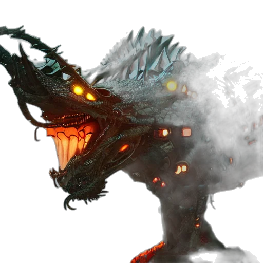 dragon, creature, mask, face, concept art, fantasy art, 3d render, photorealistic transparent PNG cut-out
