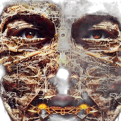 mask, face, concept art, cyberpunk, photorealistic, artificial, intelligence, being transparent PNG cut-out