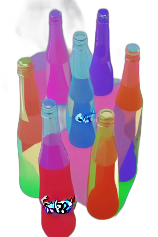 bottle, staff, crown, 3d render, vaporwave, concept art, photorealistic, underwater transparent PNG cut-out