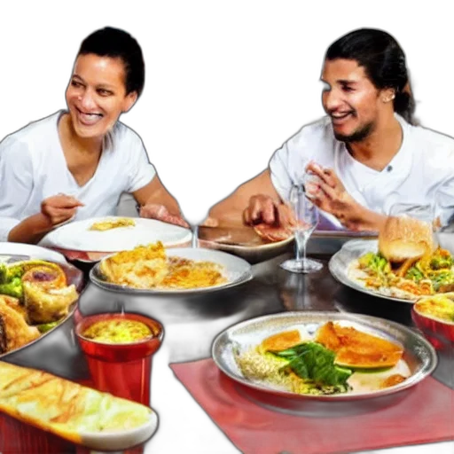 food, photorealistic, 3d render, duas, galinhas, restaurante transparent PNG cut-out