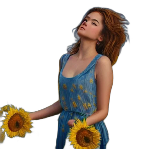 dress, flower, photorealistic, 3d render, concept art, pixel art, girl, amazing transparent PNG cut-out