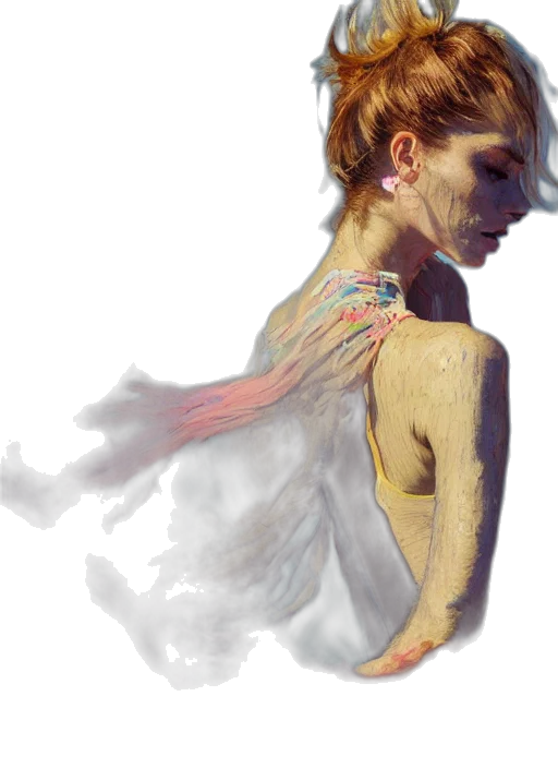 dress, jewelry, concept art, photorealistic, fantasy art, watercolor, outer space, pastel transparent PNG cut-out