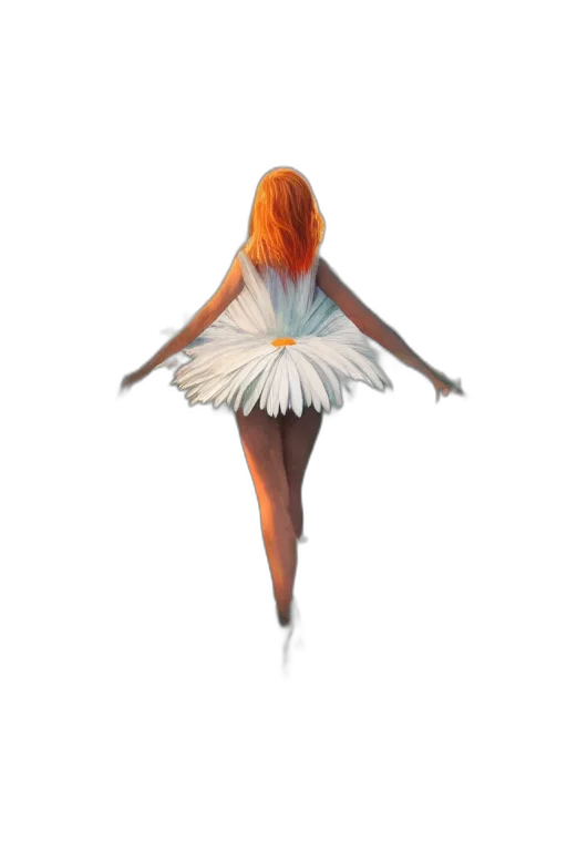 dress, hair, flower, staff, concept art, pixel art, 3d render, fantasy art transparent PNG cut-out