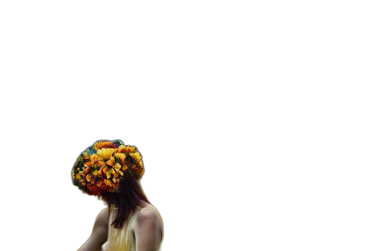 crown, hat, dress, flower, photorealistic, concept art, 3d render, pixel art transparent PNG cut-out