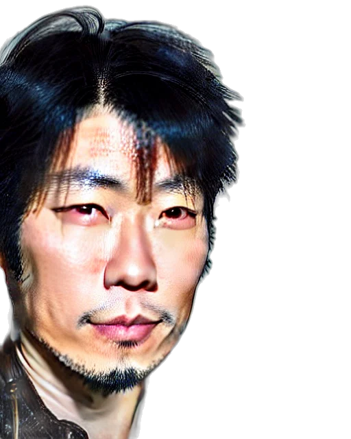 face, hair, staff, mask, photorealistic, cyberpunk, concept art, comic book art transparent PNG cut-out