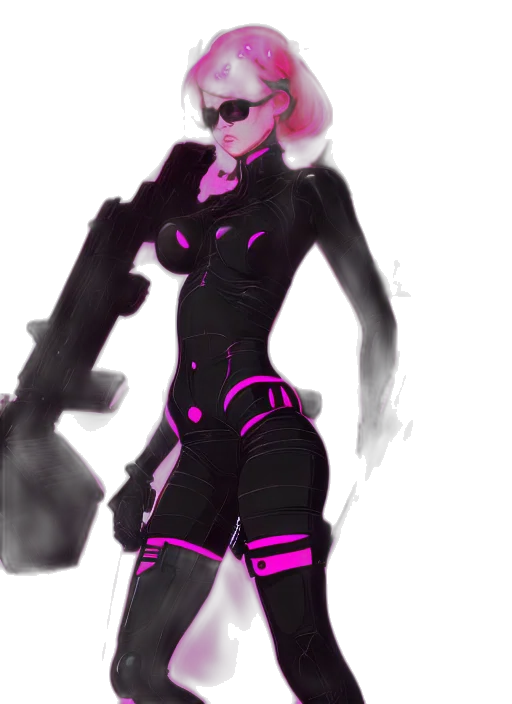 weapon, jacket, robot, staff transparent PNG cut-out