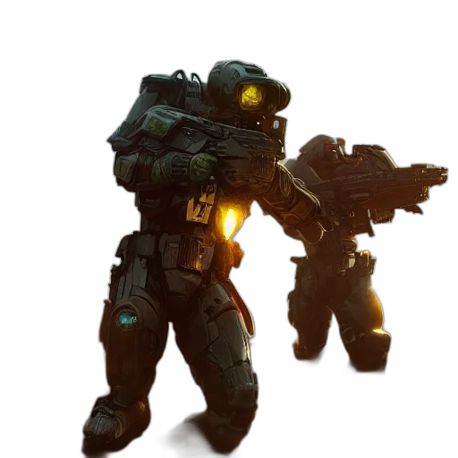 robot, weapon, creature, concept art, 3d render, pixel art, fantasy art, outer space transparent PNG cut-out
