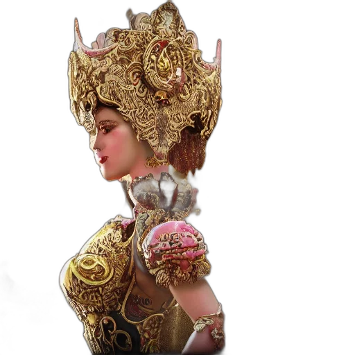 jewelry, crown, mask, staff, concept art, 3d render, fantasy art, photorealistic transparent PNG cut-out