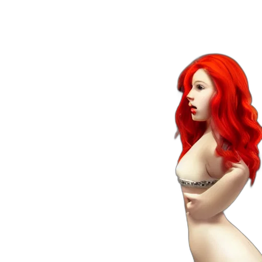3d render, photorealistic, concept art, fantasy art, fire, red, princess, hair transparent PNG cut-out