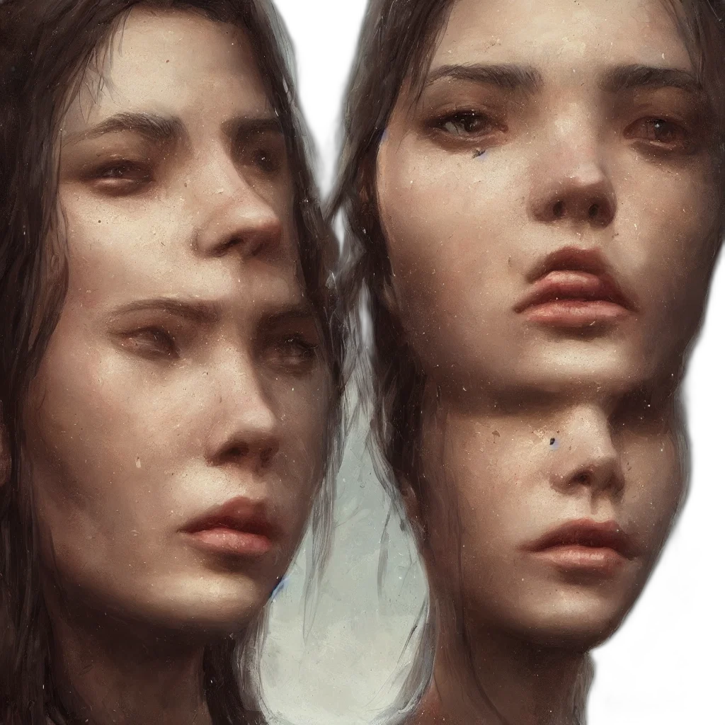 face, mask, hair, photorealistic, concept art, fantasy art, oil painting, underwater transparent PNG cut-out