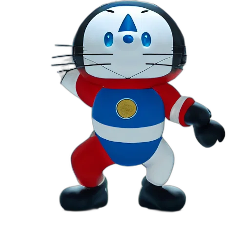 robot, staff, animal, 3d render, concept art, comic book art, cartoon, doraemon transparent PNG cut-out