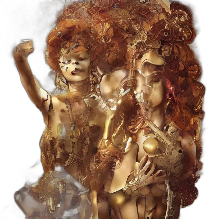 mask, fantasy art, concept art, comic book art, photorealistic, fire, underwater, golden transparent PNG cut-out