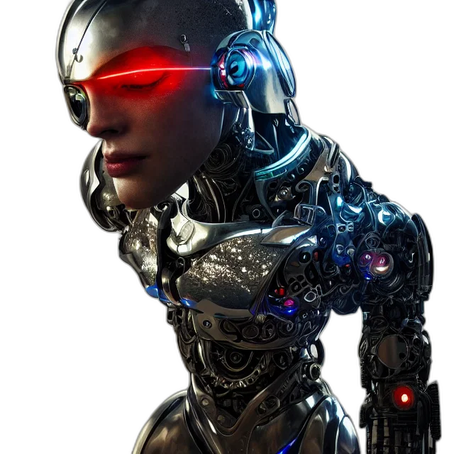 robot, face, cyberpunk, concept art, 3d render, comic book art, neon lights, cyborg transparent PNG cut-out