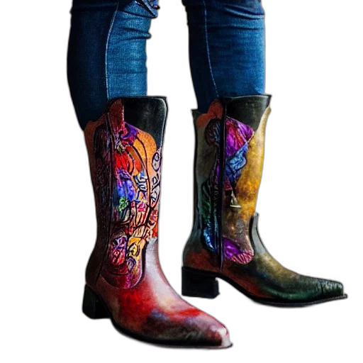 shoes, photorealistic, leather, witch, boot, looks, like, three transparent PNG cut-out