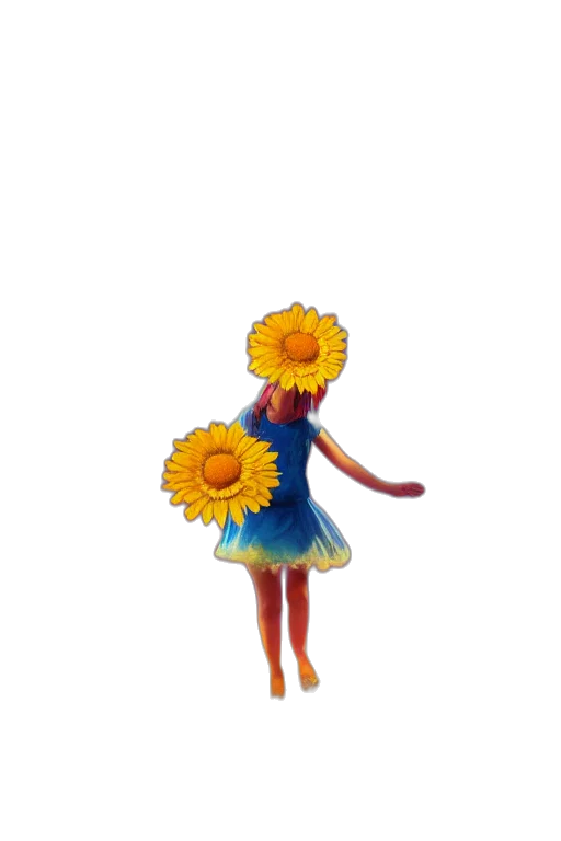dress, flower, staff, creature transparent PNG cut-out