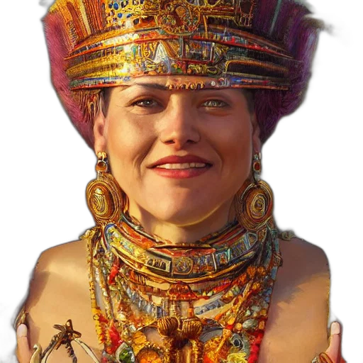 face, crown, jewelry, staff, photorealistic, 3d render, concept art, oil painting transparent PNG cut-out