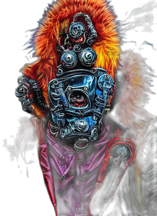 robot, jacket, mask, face transparent PNG cut-out