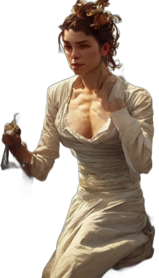 dress, staff, jewelry, face transparent PNG cut-out